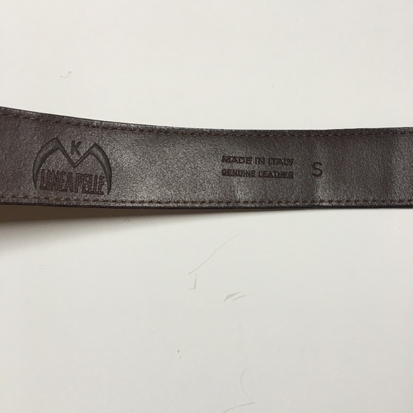 Vintage LINEA PELLE Horseshoe Brown Leather Belt S - Picture 6 of 7